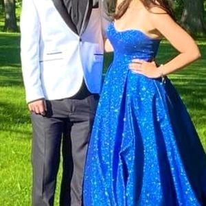 Sparkly, blue prom dress for sale. Only worn once.